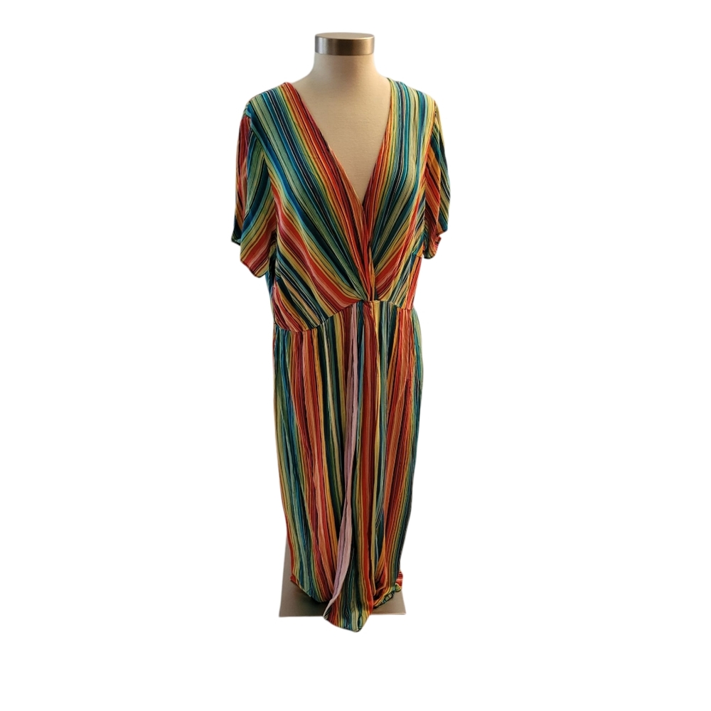 City Chic Striped Rainbow Dress Wrap NWT Sz 18